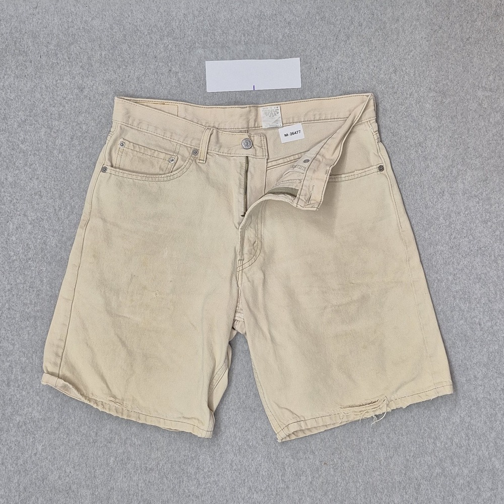 VINTAGE Levi's 550 Men Shorts 32 Beige Jean Relaxed Fit Y2K 8" READ